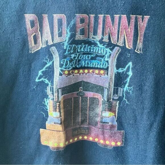 Bad Bunny Navy blue hoodie size medium activewear athleisure streetwear lounge - Picture 2 of 2